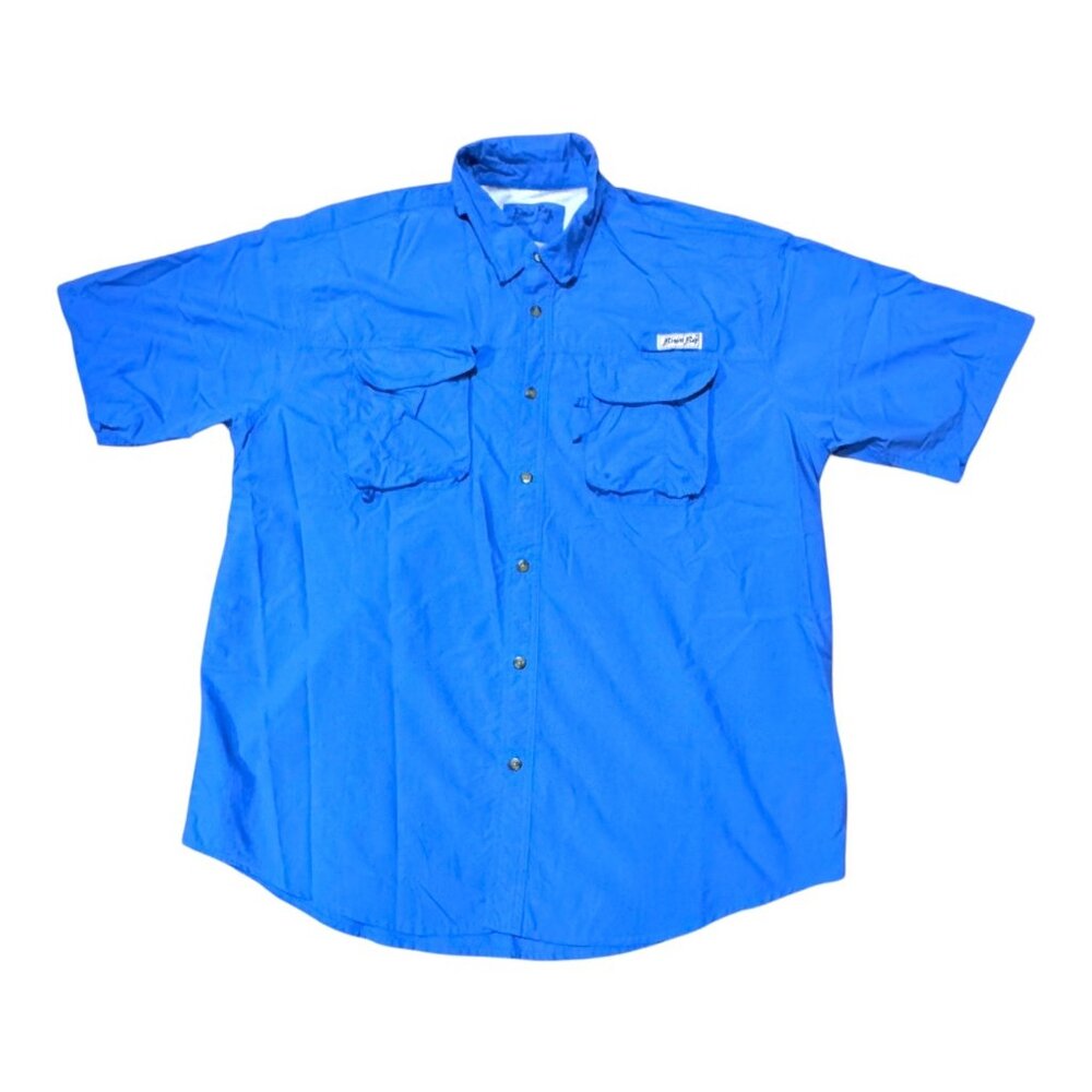 Bimini Bay Outfitters Mens Short Sleeve Vented Fishing Shirt XXL Blue Beach 2X